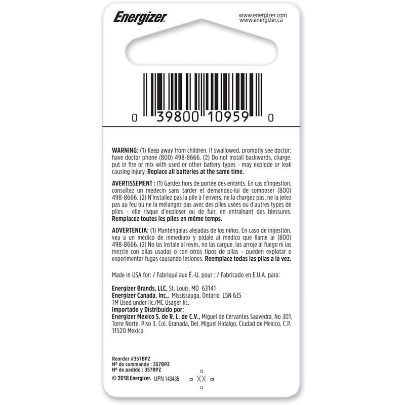 Energizer Silver Oxide 303/357 1.55 V 0.15 mAh Electronic/Watch Battery