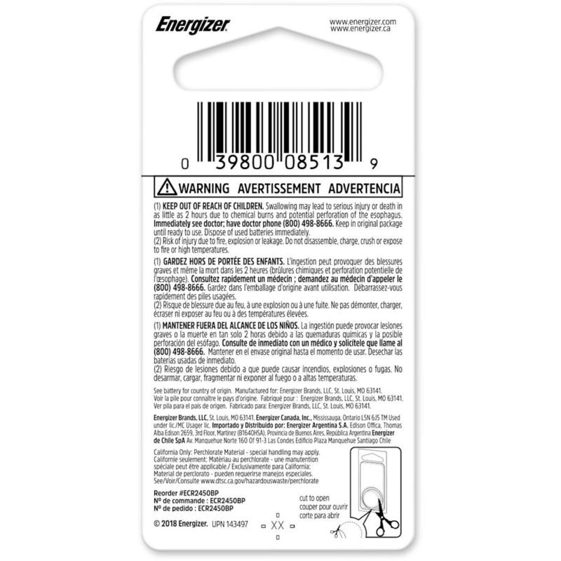 Energizer Lithium 2450 3 V Keyless Entry Battery