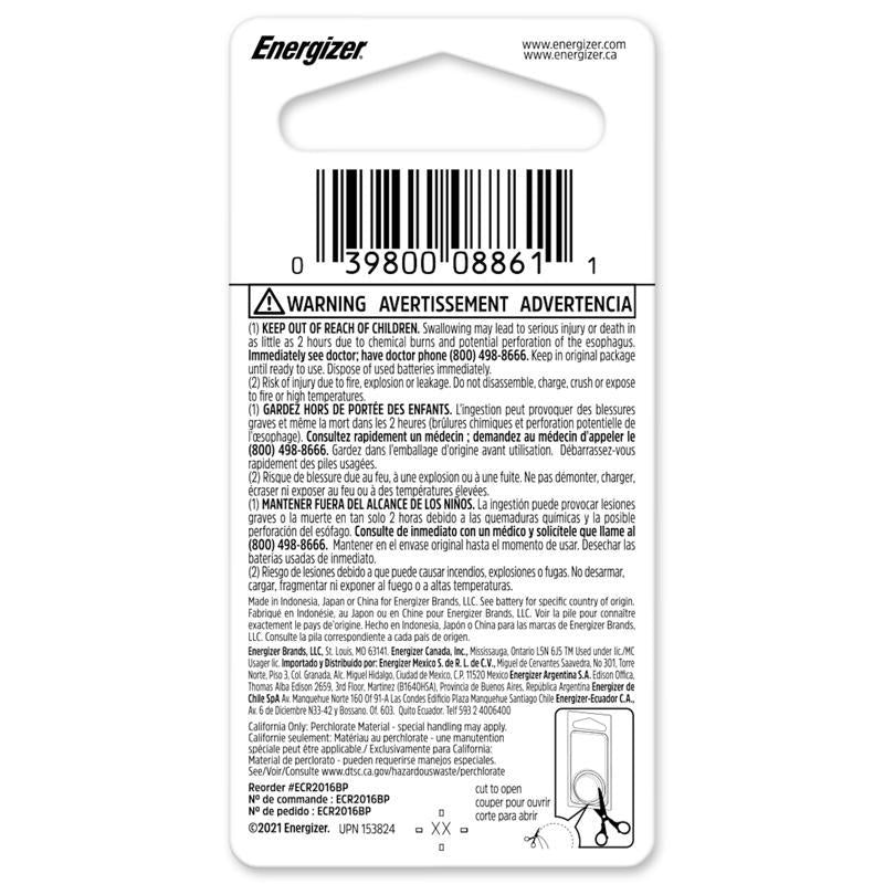 Energizer Lithium 2016 3 V Keyless Entry Battery