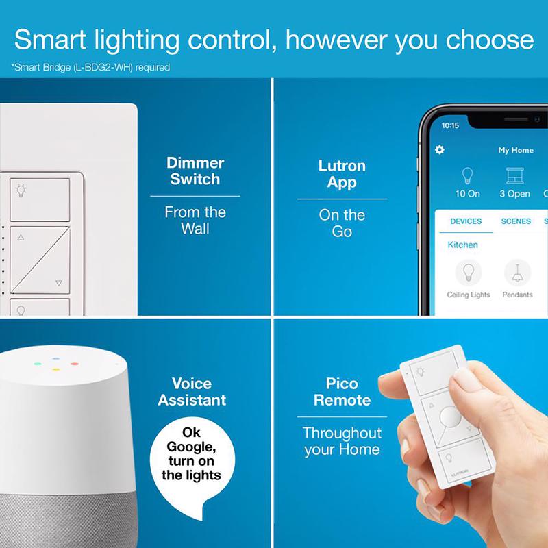Lutron Caseta White 150 W Wireless Smart-Enabled Dimmer Switch w/Remote Control