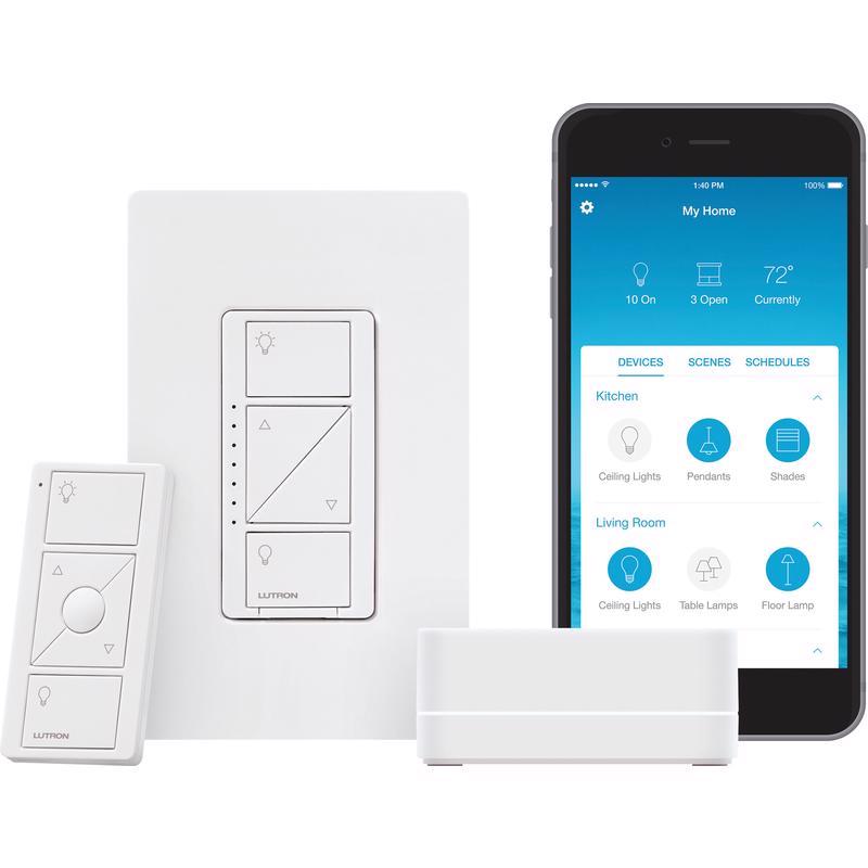 Lutron Caseta White 150 W Wireless Smart-Enabled Dimmer Switch w/Remote Control