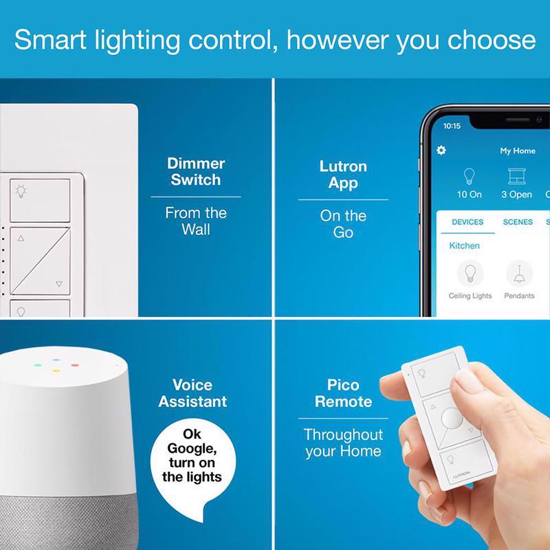 Lutron Caseta White 150 W Wireless Smart-Enabled Dimmer Switch w/Remote Control