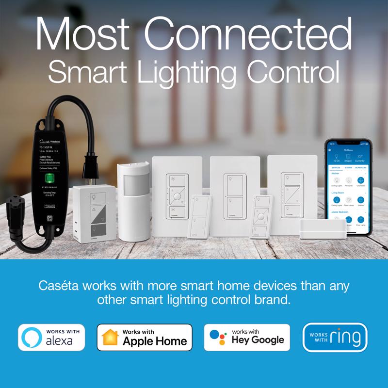 Lutron Caseta White 150 W Wireless Smart-Enabled Dimmer Switch w/Remote Control