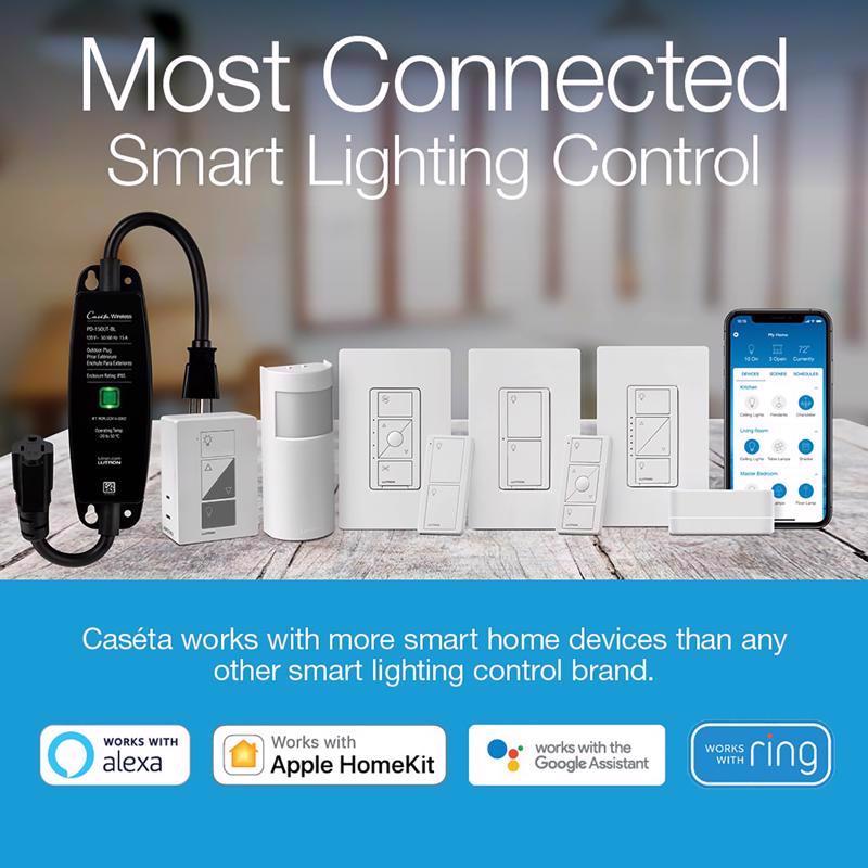 Lutron Caseta White 100 W Plug-In Smart-Enabled Dimmer Switch w/Remote Control