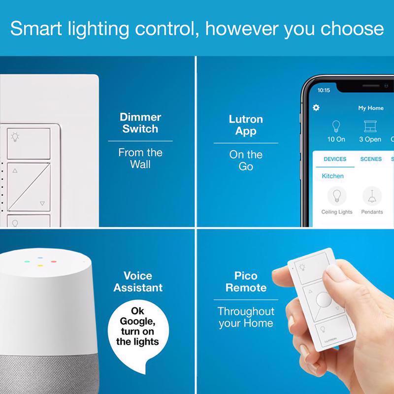 Lutron Caseta White 100 W Plug-In Smart-Enabled Dimmer Switch w/Remote Control