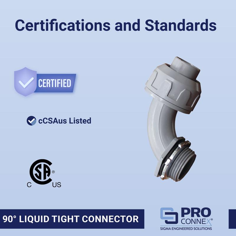Sigma Electric ProConnex 1 in. D Plastic 90 Degree Connector For Liquid Tight