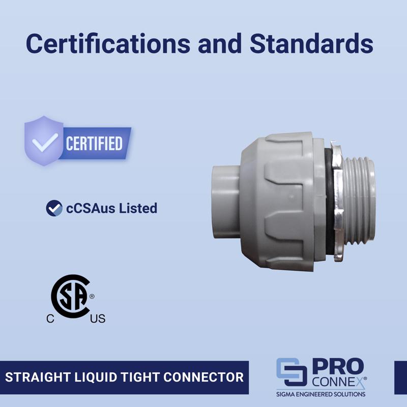 Sigma Electric ProConnex 3/4 in. D Plastic Straight Connector For Liquid Tight