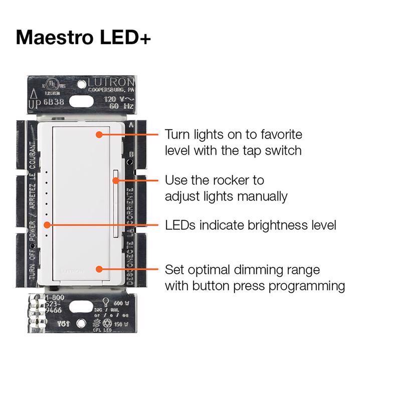 Lutron Maestro Light Almond 150 W 3-Way Dimmer Switch