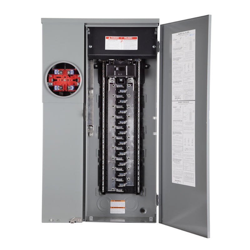 Square D HomeLine 200 amps 120/240 V 30 space 42 circuits Surface Mount Meter Breaker Load Center