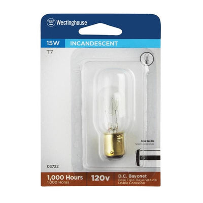 Westinghouse 15 W T7 Specialty Incandescent Bulb D.C. Bayonet Warm White