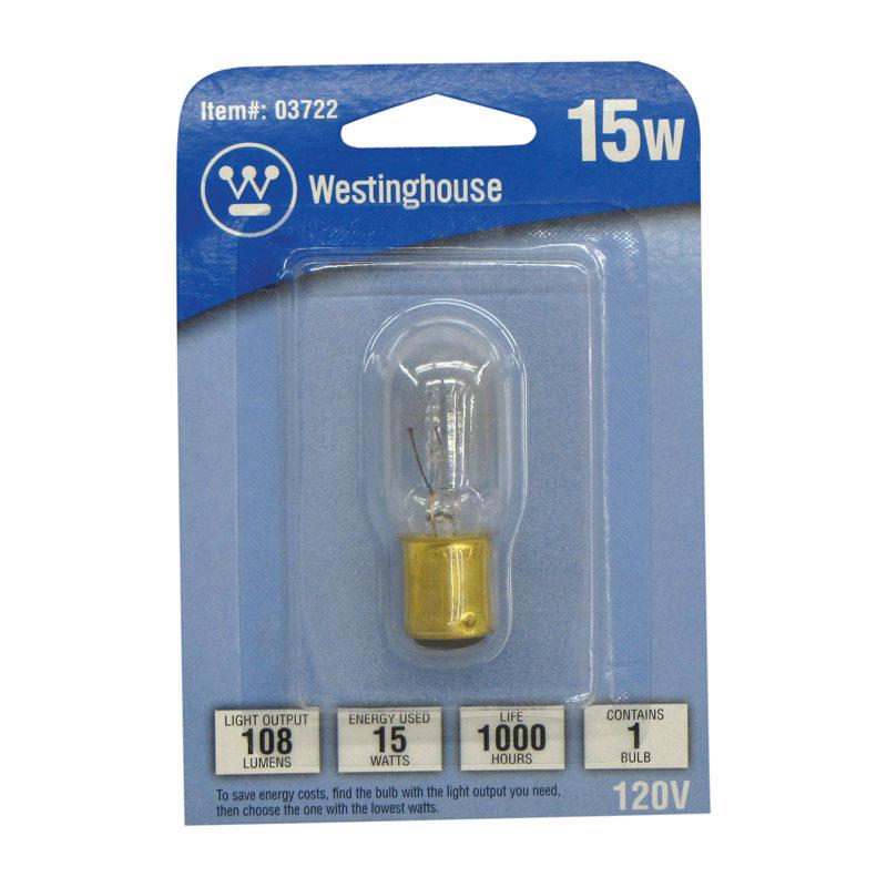 Westinghouse 15 W T7 Specialty Incandescent Bulb D.C. Bayonet Warm White