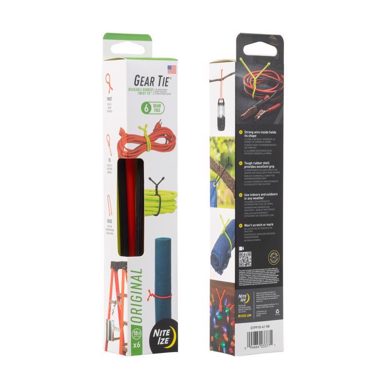 Nite Ize Gear Tie 18 in. L Assorted Twist Ties 6 pk