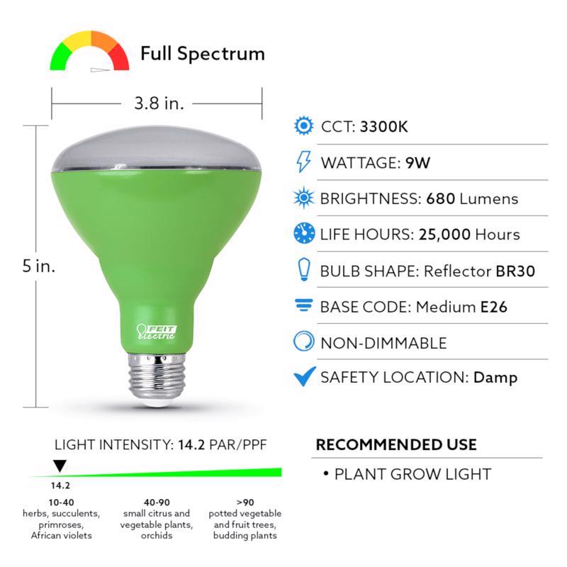 Feit BR30 E26 (Medium) LED Grow Light Sunlight 60 Watt Equivalence