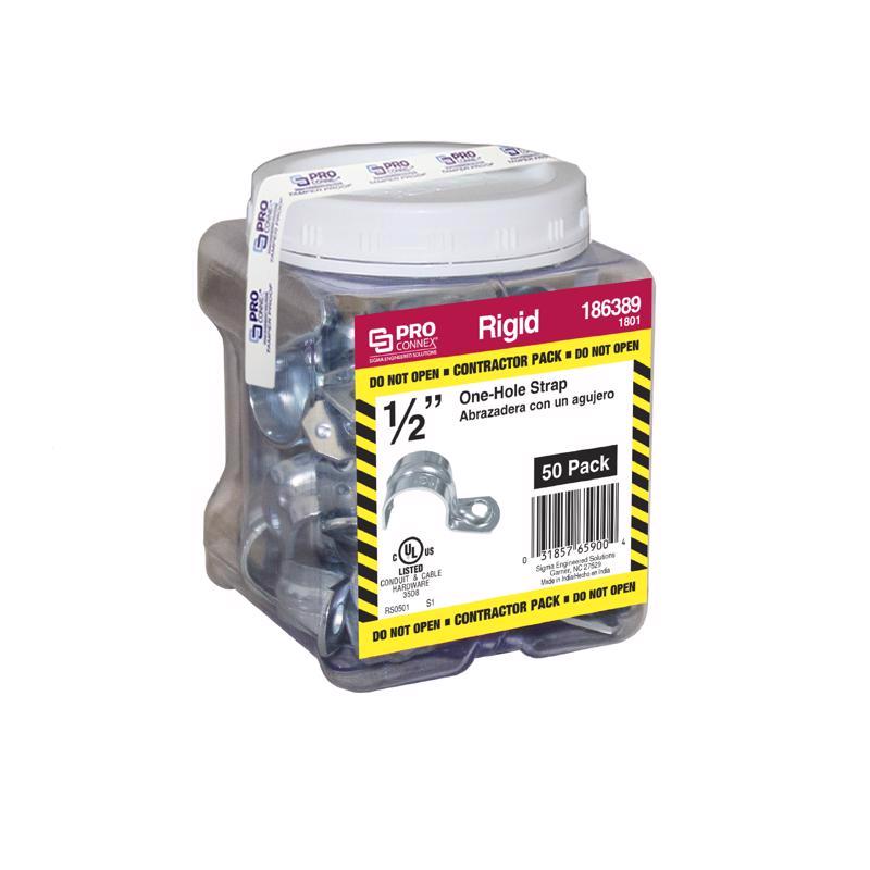 Sigma Electric ProConnex 1/2 in. D Zinc-Plated Steel 1 Hole Strap 50 pk