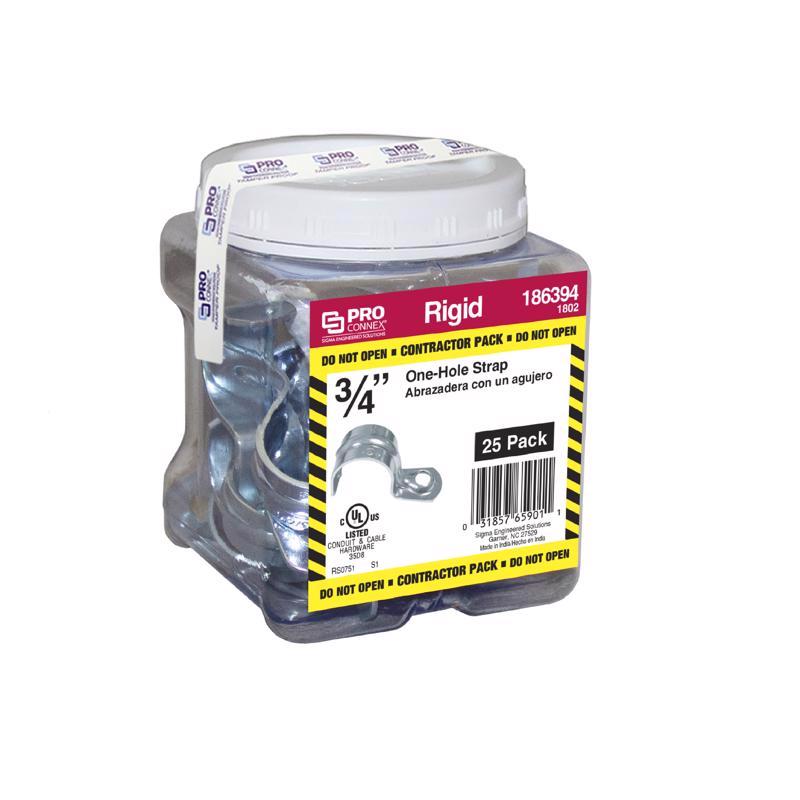 Sigma Electric ProConnex 3/4 in. D Zinc-Plated Steel 1 Hole Strap 25 pk