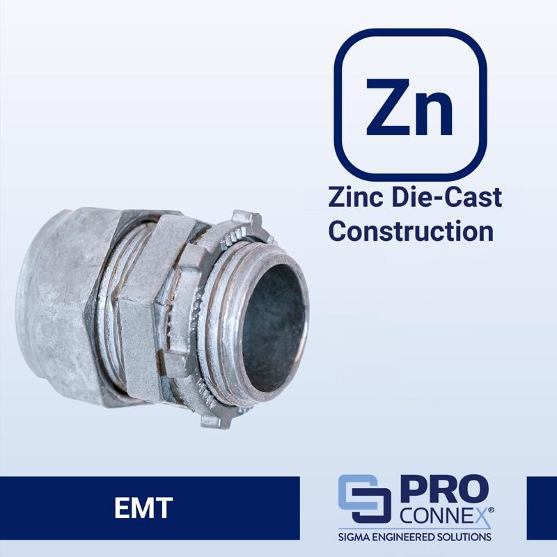 Sigma Electric ProConnex 1/2 in. D Die-Cast Zinc Compression Connector For EMT 50 pk