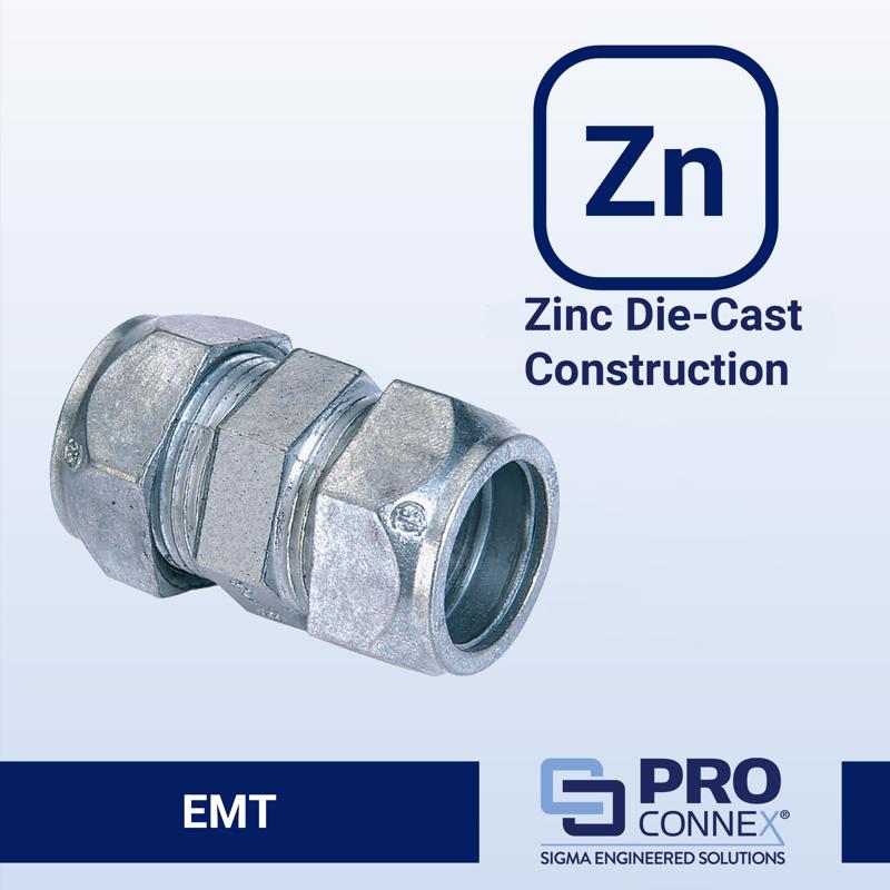 Sigma Electric ProConnex 1/2 in. D Die-Cast Zinc Compression Coupling For EMT 50 pk