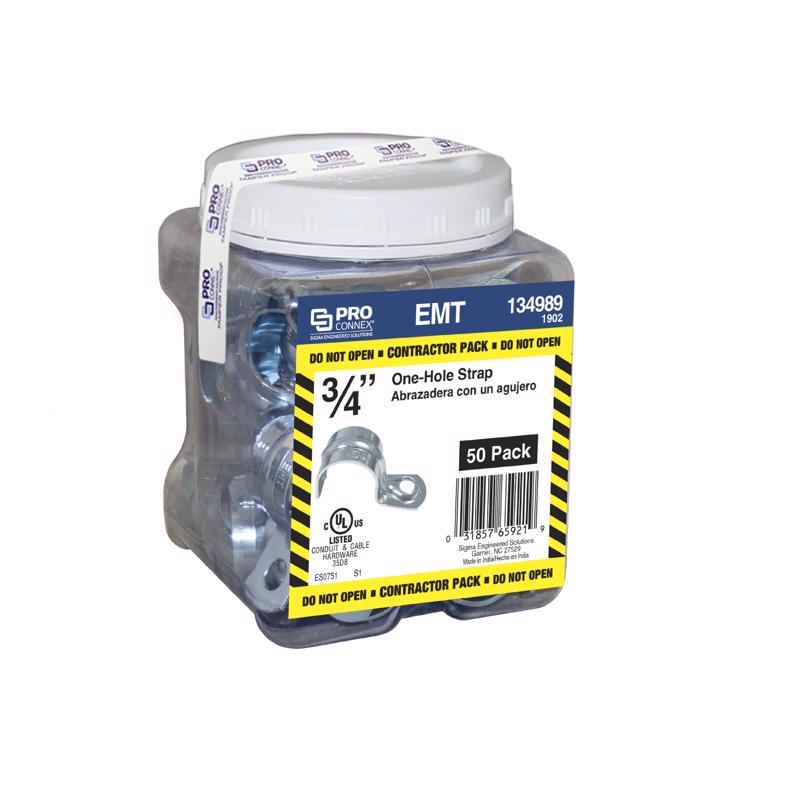 Sigma Electric ProConnex 3/4 in. D Zinc-Plated Steel 1 Hole Strap 50 pk