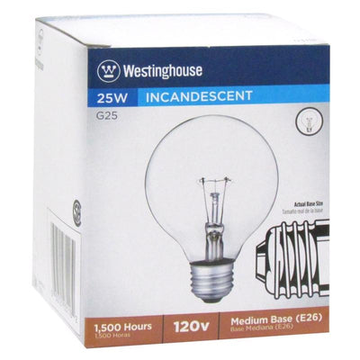 Westinghouse 25 W G25 Globe Incandescent Bulb E26 (Medium) Clear