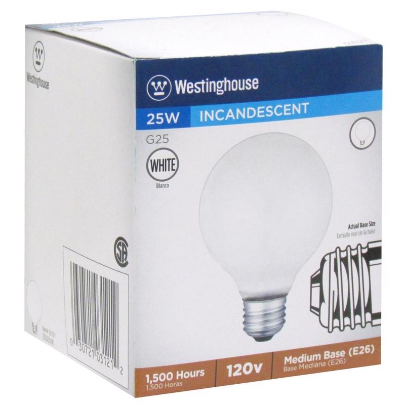 Westinghouse 25 W G25 Globe Incandescent Bulb E26 (Medium) White