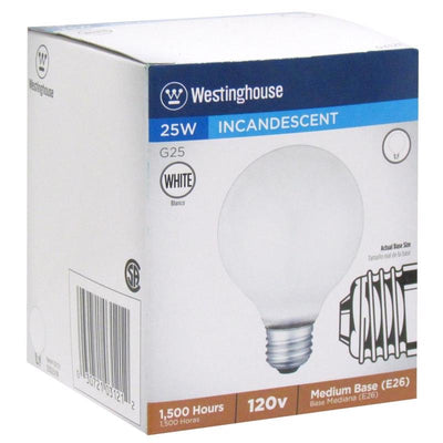 Westinghouse 25 W G25 Globe Incandescent Bulb E26 (Medium) White