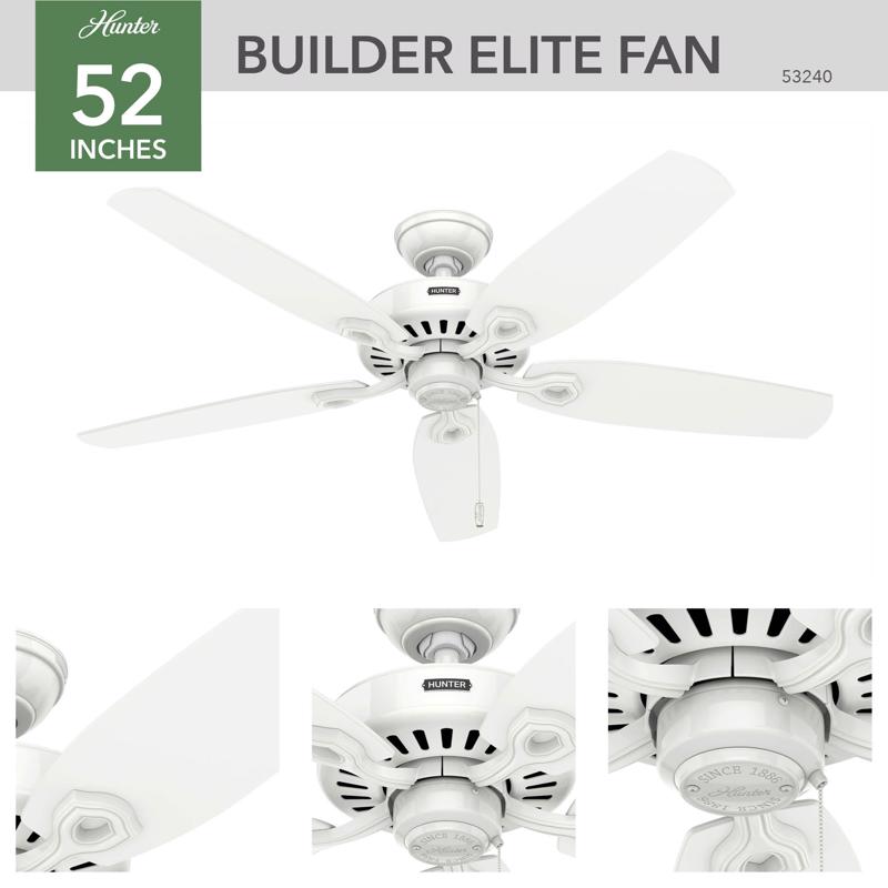 Hunter Builder 52 in. Snow White White Indoor Ceiling Fan
