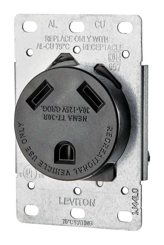 Leviton 30 amps 125 V Black Outlet TT-30R