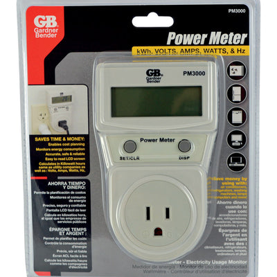 Gardner Bender Power Meter Calculates kW-h, volts, amps, watts and HZ Energy Consumption Monitor