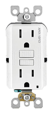 Leviton 15 amps 125 V White AFCI/GFCI Dual Function Outlet 5-15R