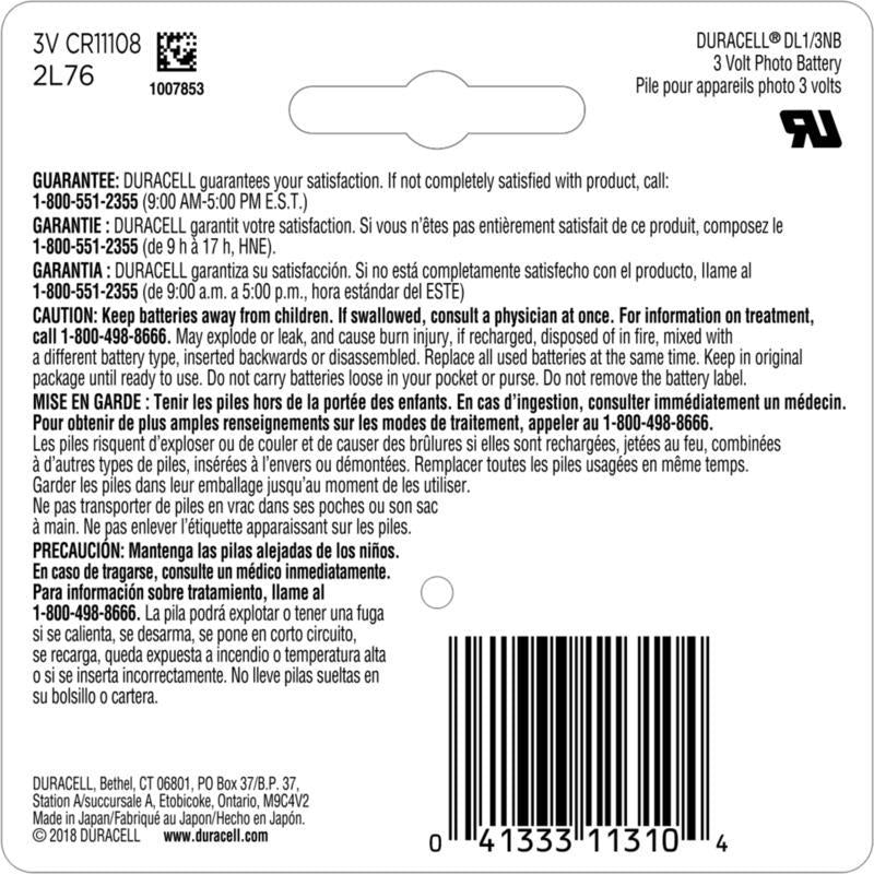 Duracell Lithium 1/3N 3 V 160 mAh Camera Battery