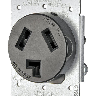Leviton 30 amps 125/250 V Duplex Black Outlet 10-30R