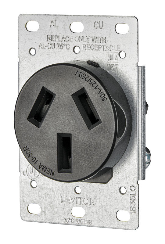 Leviton 50 amps 125/250 V Duplex Black Outlet 10-50R