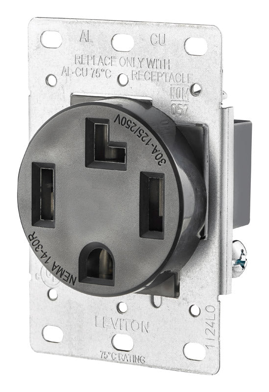 Leviton 30 amps 125/250 V Duplex Black Outlet 14-30R