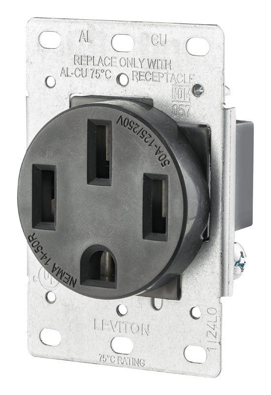 Leviton 50 amps 125/250 V Duplex Black Outlet 14-50R