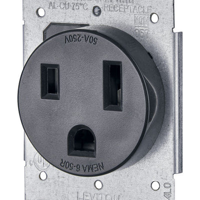 Leviton 50 amps 250 V Duplex Black Outlet 6-50R