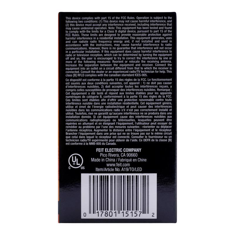 Feit A19 E26 (Medium) Filament LED Bulb Orange 30 Watt Equivalence