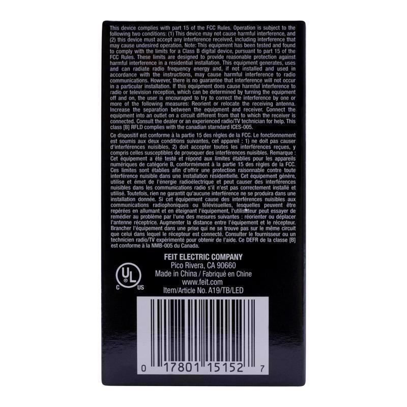 Feit A19 E26 (Medium) Filament LED Bulb Blue 30 Watt Equivalence