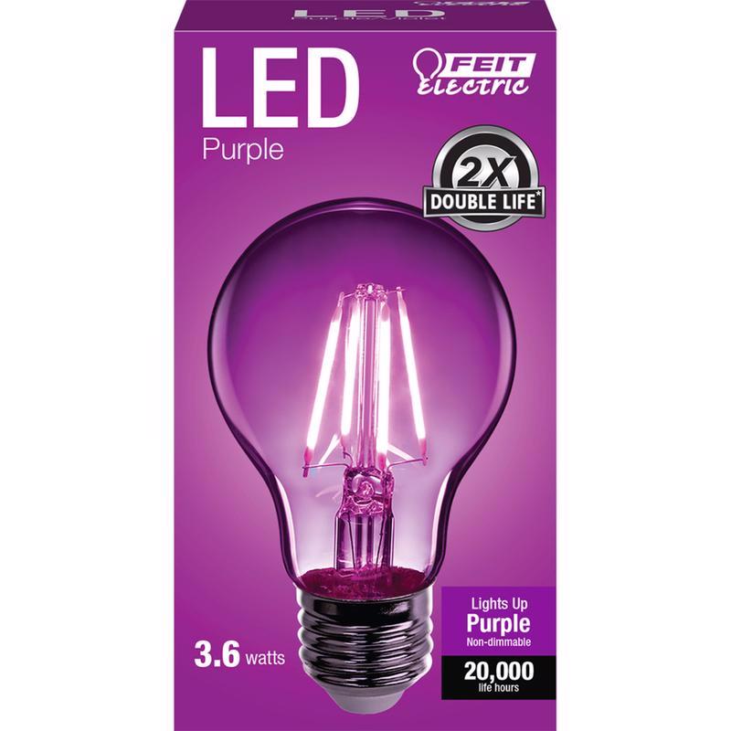 Feit A19 E26 (Medium) Filament LED Bulb Purple 30 Watt Equivalence