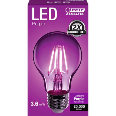 Feit A19 E26 (Medium) Filament LED Bulb Purple 30 Watt Equivalence