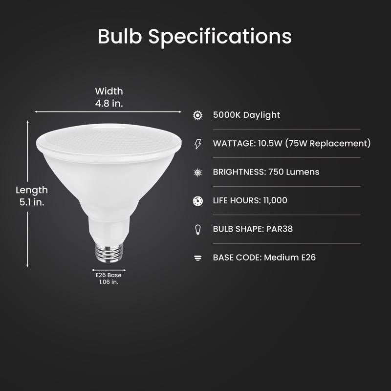 Feit PAR38 E26 (Medium) Smart-Enabled LED Bulb Daylight 75 Watt Equivalence 2 pk