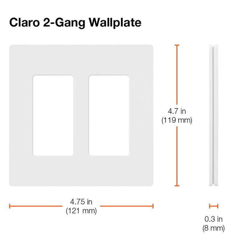 Lutron Claro Black 2 gang Plastic Decorator Wall Plate