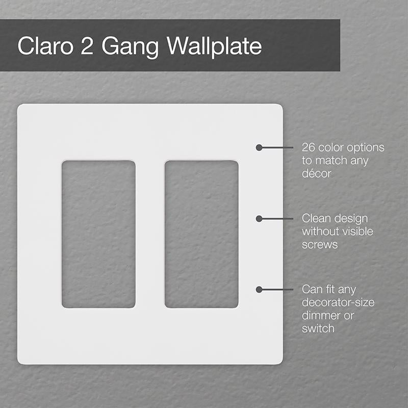 Lutron Claro Black 2 gang Plastic Decorator Wall Plate