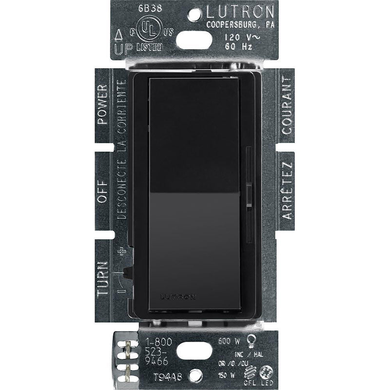 Lutron Diva Black 600 W 3-Way Dimmer Switch