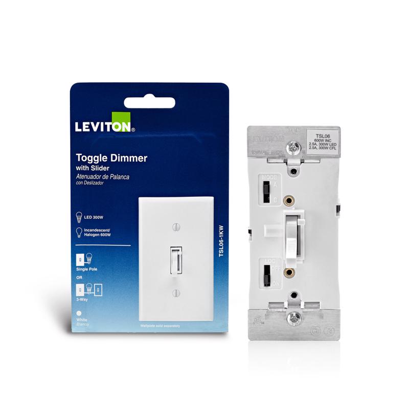 Leviton White 600 W Toggle Dimmer Switch