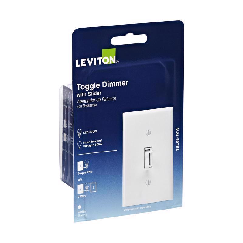 Leviton White 600 W Toggle Dimmer Switch