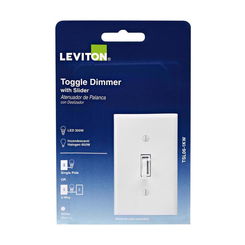 Leviton White 600 W Toggle Dimmer Switch