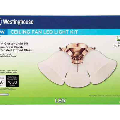 Westinghouse Antique Brass White Cluster Ceiling Fan Light Kit