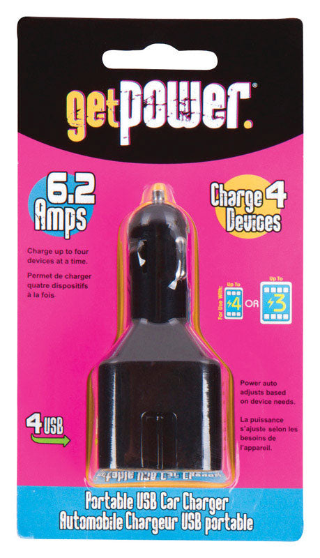 GetPower 4 Port Car Cell Phone Charger