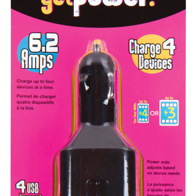 GetPower 4 Port Car Cell Phone Charger