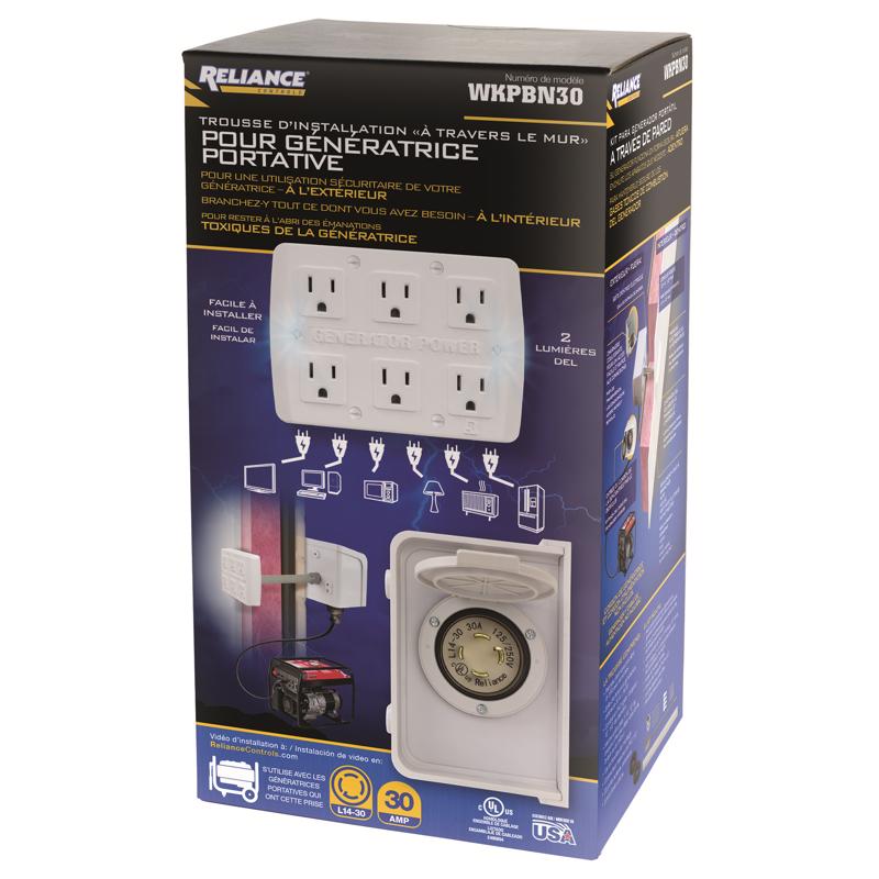 Reliance Controls 30 amps 120/240 V 6 space 6 circuits Surface Mount Generator Power Transfer Kit